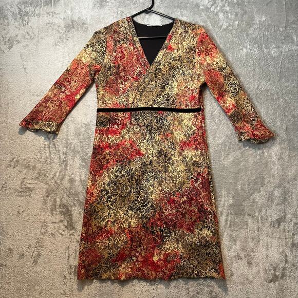 Vintage 90s Brocade Lace Floral Dress Whimsical Dark Fairy Cottagecore Sz Medium - Picture 1 of 11